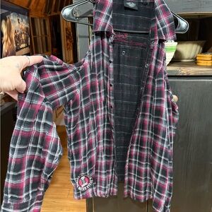 Harley-Davidson Black and Pink Plaid Shirt